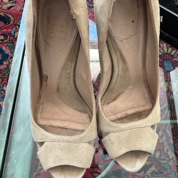 Herve Leger KELLIA Nude Lamb Suede Gold Prism Heel - Picture 3 of 12